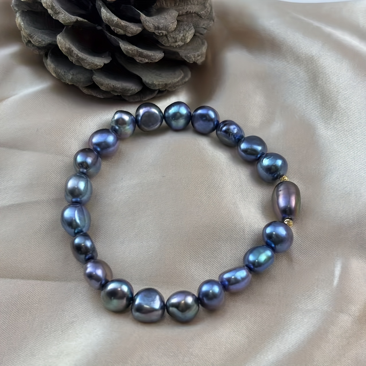 Natural Freshwater Pearl Irregular Design Bracelet, Unique Hue